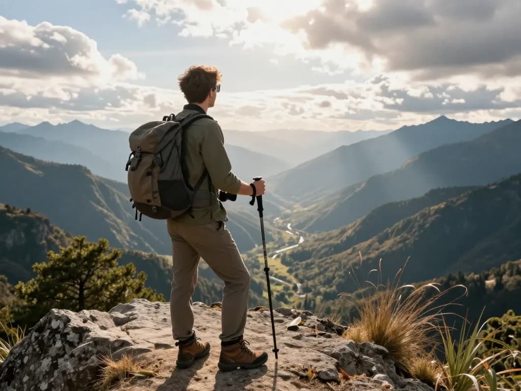 A traveler enjoying the breathtaking view at Fly88 mountain lookout, embodying the spirit of adventure.