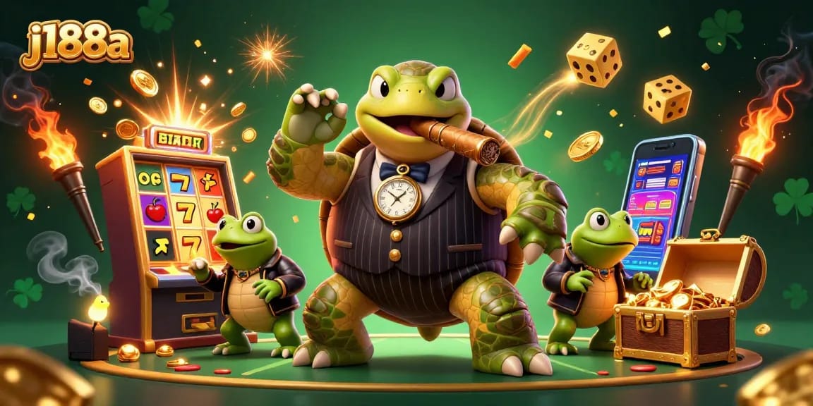 Experience exhilarating gameplay at j188a with a snapping turtle mobster amid casino-themed visuals.