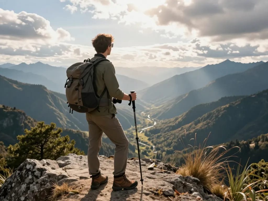 A traveler enjoying the breathtaking view at Fly88 mountain lookout, embodying the spirit of adventure.