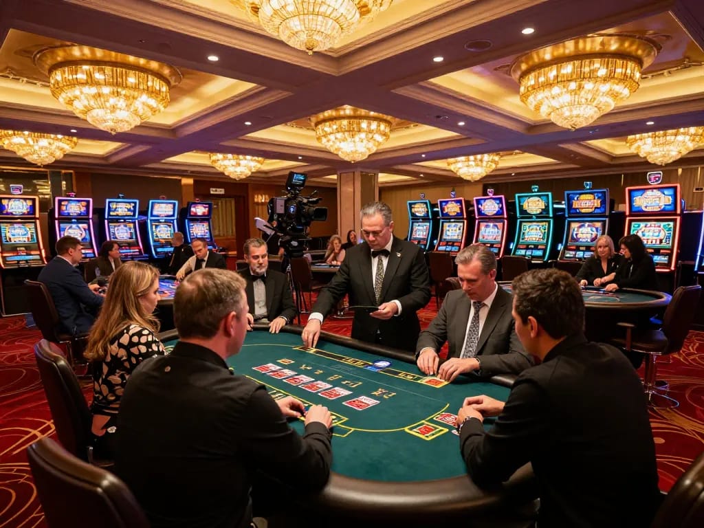 Players engaging at TG88 blackjack tables within a luxurious casino atmosphere, highlighting the thrill of strategic gambling.
