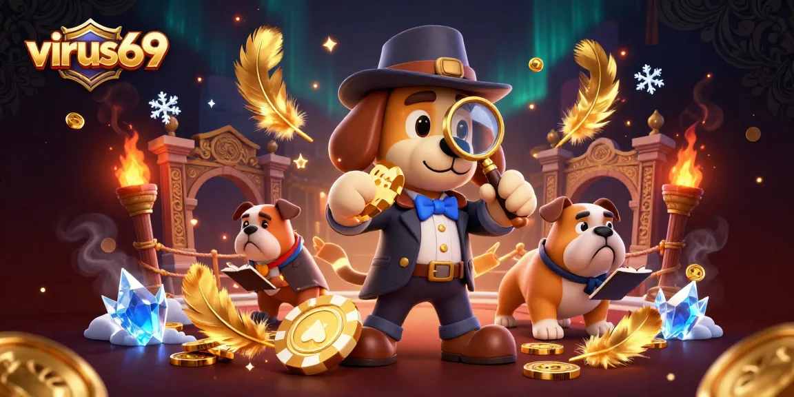 Explore thrilling adventures at virus69 with a cartoon detective uncovering hidden treasures.