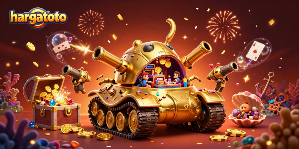 Engage with hargatoto's vibrant casino adventure featuring miniature slots and gold coins.