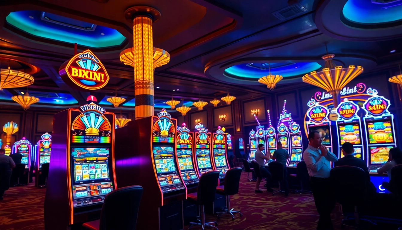 Menangkan slot yang menarik dengan mesin kasino berwarna cerah dan suasana yang energik.