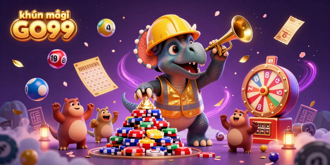 Celebrate exciting khuyến mãi GO99 with a vibrant 3D carnival scene filled with lottery delights.
