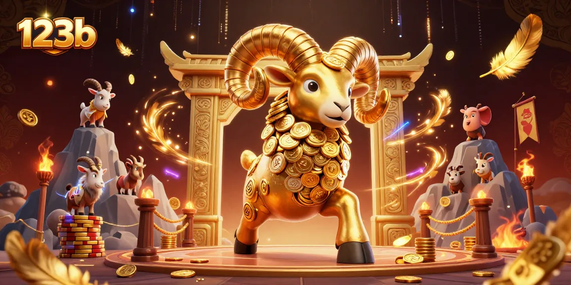 Experience thrilling action at 123b with a golden ram and dynamic casino elements.