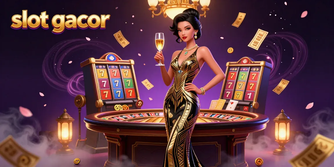 Experience the thrill of slot gacor with an elegant Asian woman, dazzling jackpots, and dynamic casino elements.