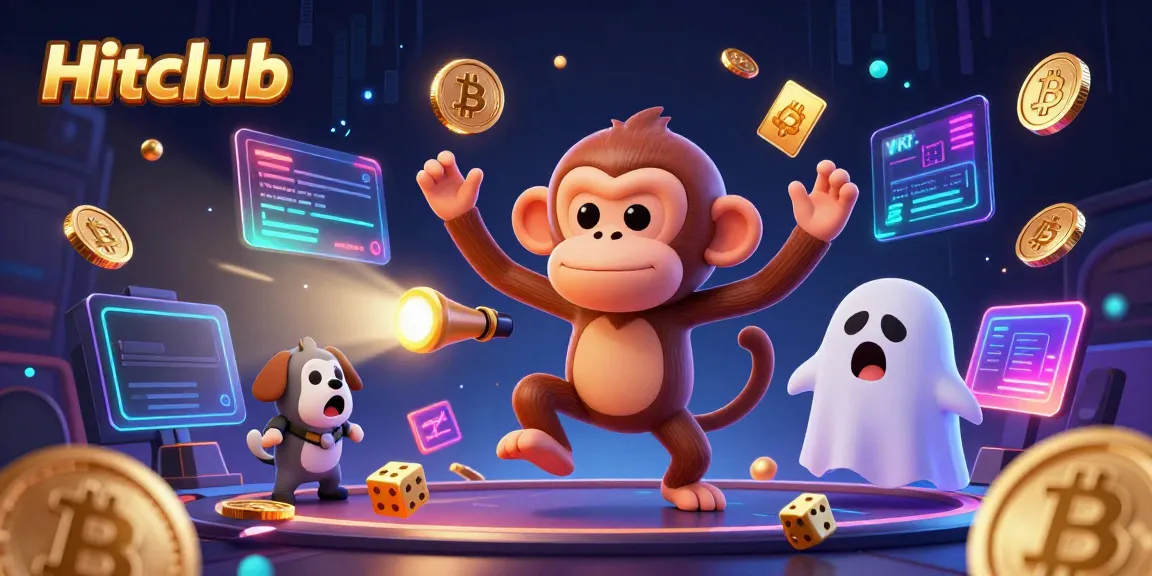 Engage with the Hitclub casino excitement as a playful monkey juggles gold while being pursued by a curious puppy.