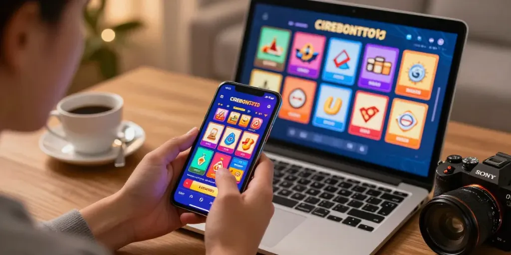 Pengguna CIREBONTOTO menikmati pengalaman taruhan togel dari smartphone dengan antarmuka yang menarik.
