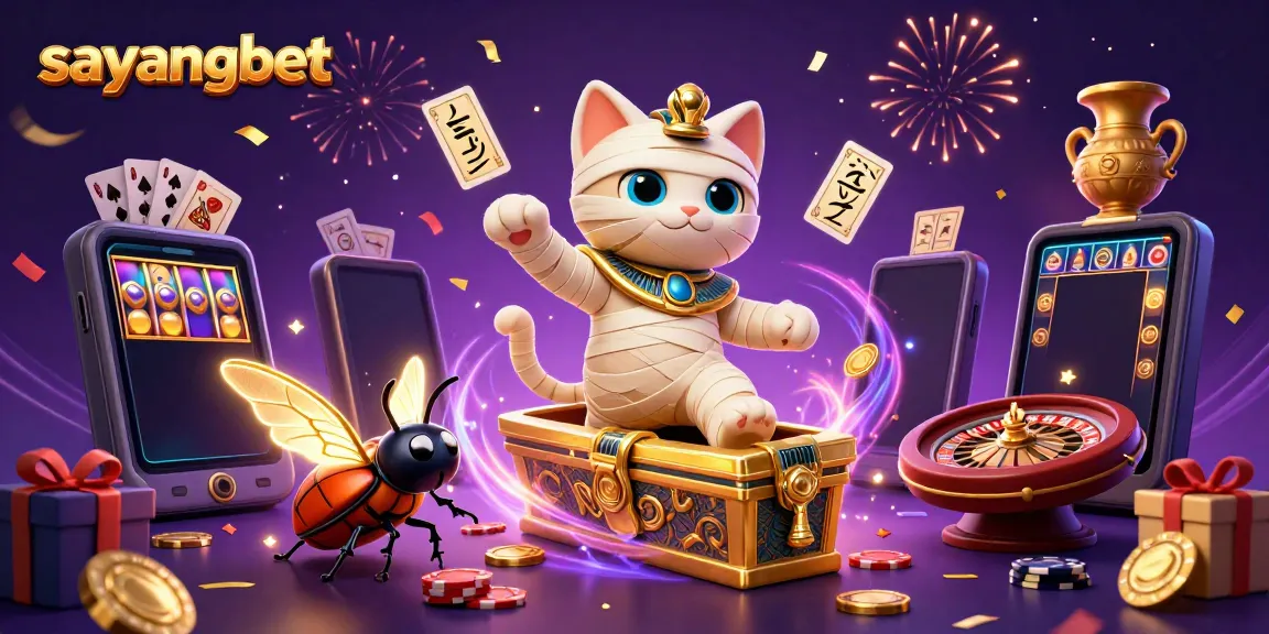 Experience the thrilling games offered by Sayangbet, where a mummy cat symbolizes exciting jackpots.