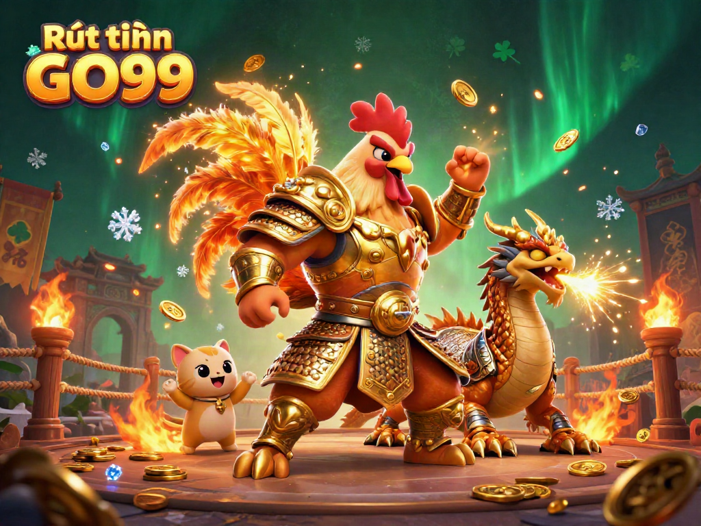 Experience the excitement of Rút tiền GO99 with dynamic characters celebrating in a vibrant casino scene.