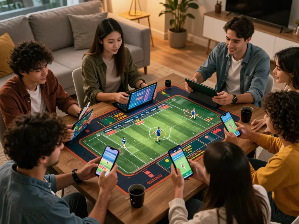 Sports betting enthusiasts engage with nhà cái UG88 on their devices, showcasing vibrant betting odds and excitement.