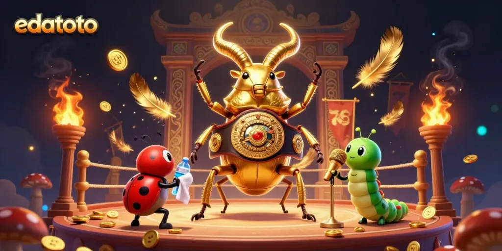 Experience the excitement of edatoto with a boxing beetle champion in a dynamic casino setting.