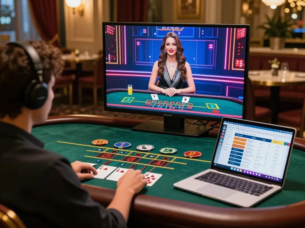 Engage with TR88 in an online baccarat game, featuring a live dealer and strategic betting options.