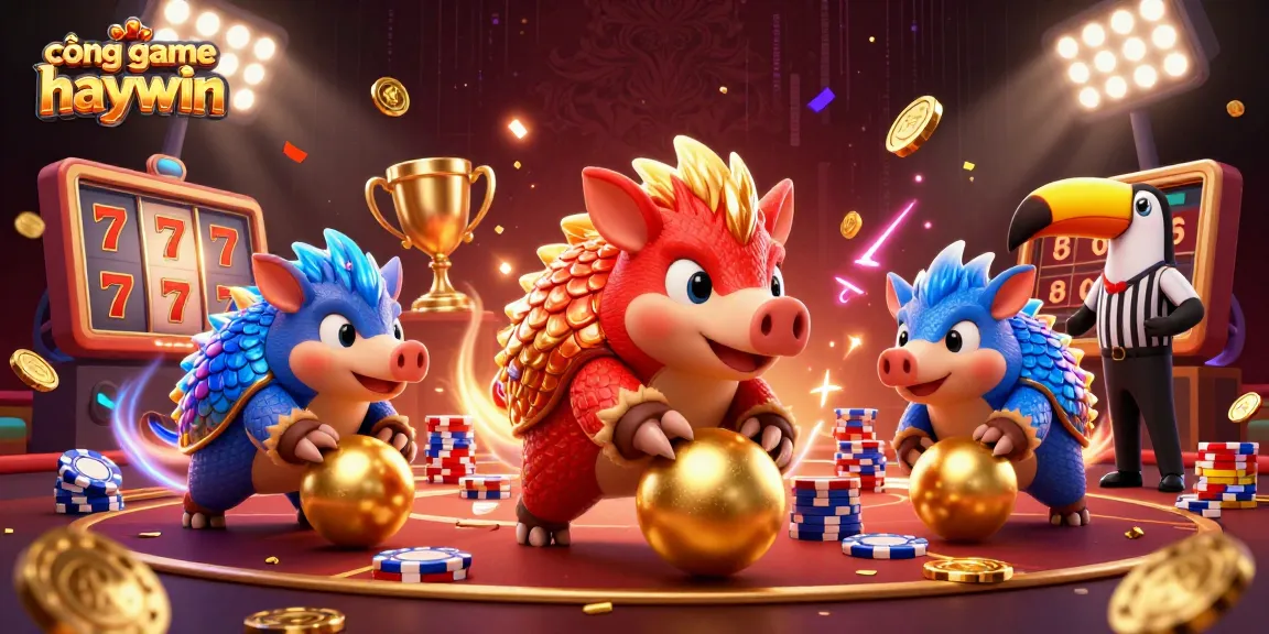 Engage in thrilling casino action with cổng game haywin as rival pangolins compete amidst dazzling gaming elements.