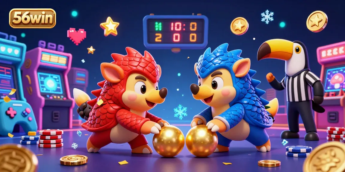 Experience thrilling gameplay with 56win's vibrant pangolin duel amidst dazzling casino elements