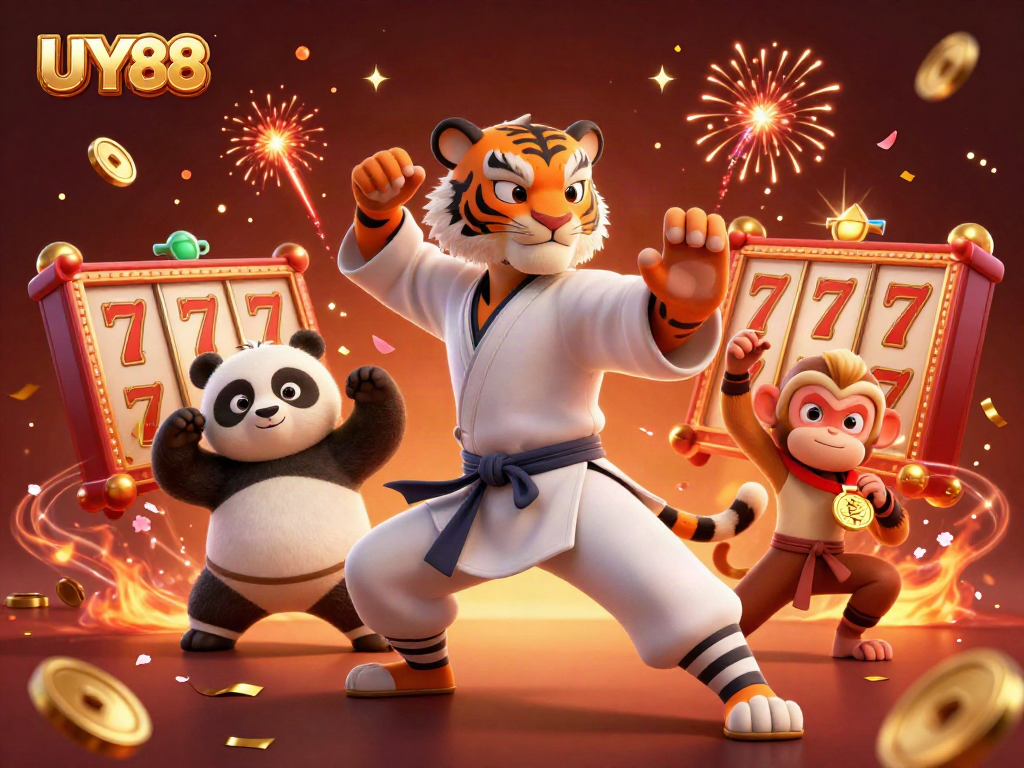 Experience thrilling gaming at UY88 with dynamic characters and exciting slots in a vibrant scene.