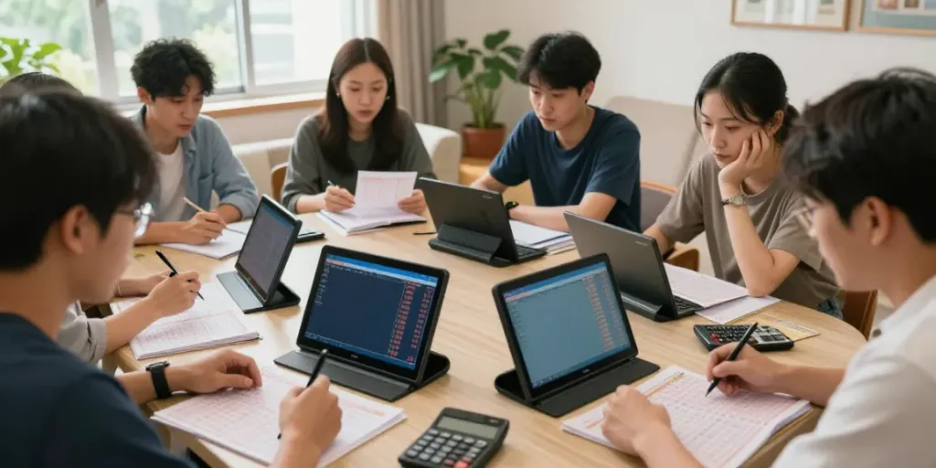 Penggemar lotere melihat hasil data macau terbaru dengan antusias di ruang tamu yang cerah.