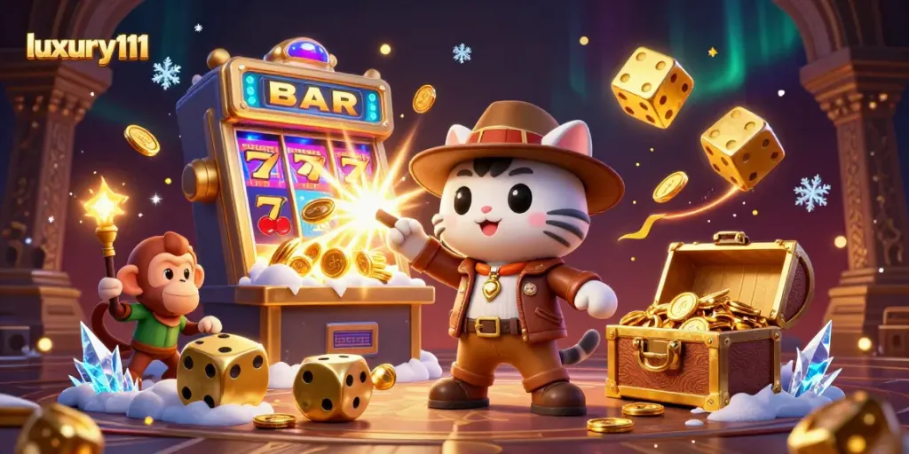 Experience luxury111 as the archaeologist cat uncovers treasures in a vibrant casino adventure.