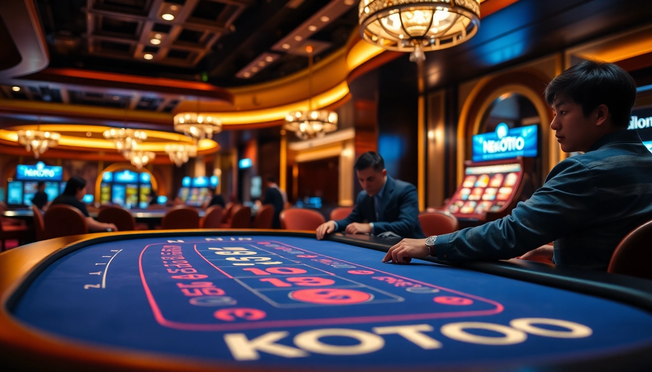 Menggenggam kemenangan di NEKOTOTO casino dengan suasana menegangkan dan berwarna ceria.