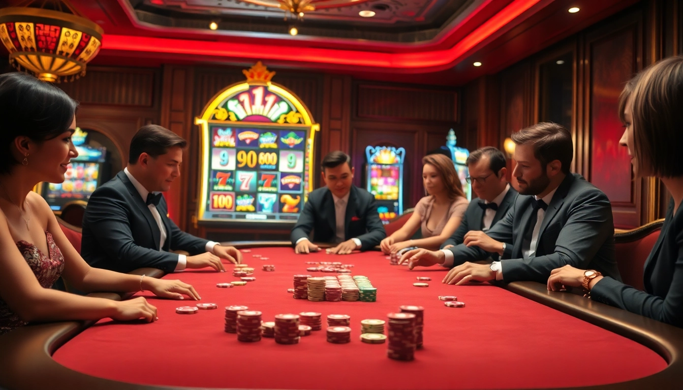 Nohu showcases an exciting casino atmosphere with professional gamblers at a poker table, emphasizing high-stakes action.