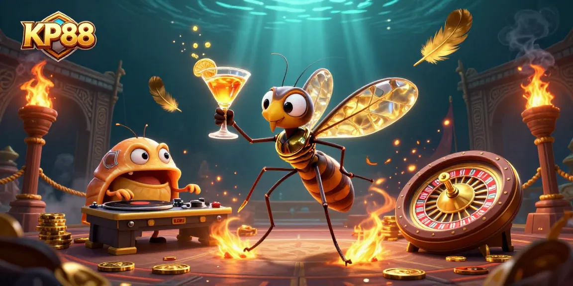 Experience thrilling KP88 adventures with a dynamic casino scene featuring unique characters and game elements.