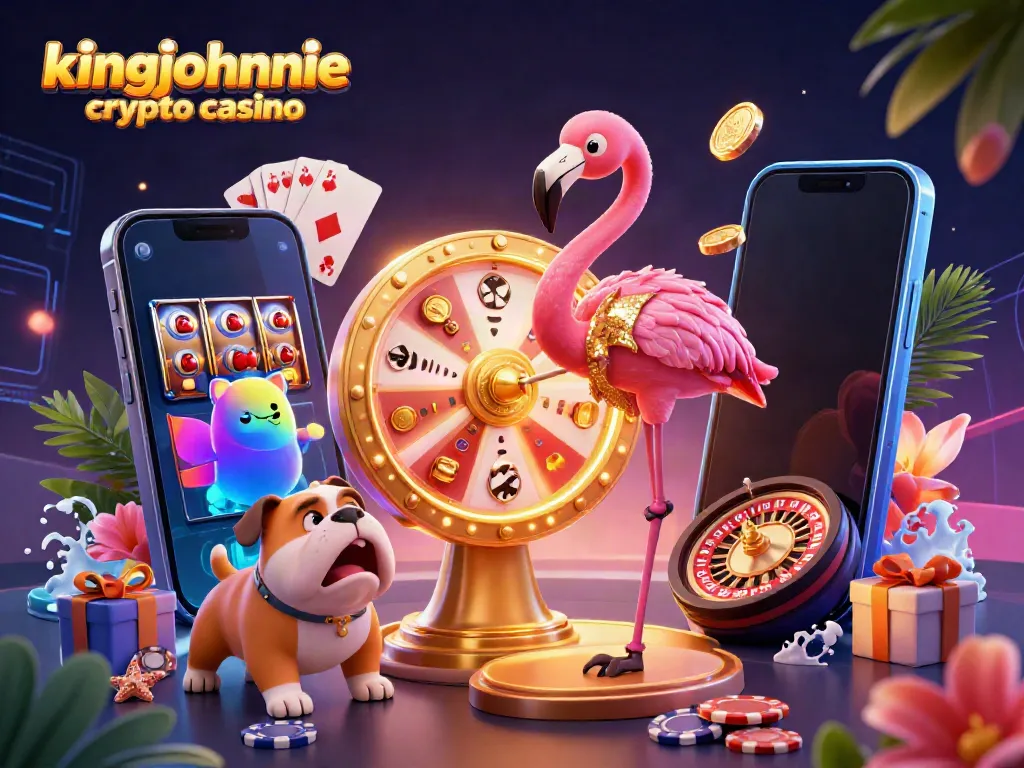 Engage in the kingjohnnie crypto casino adventure with a vibrant scene of exciting games and prizes!
