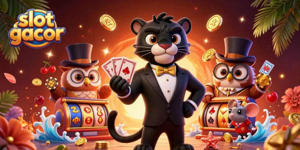 Raih kemenangan besar dengan slot gacor dalam ilustrasi yang menampilkan panther, hantu, dan tikus beruntung.