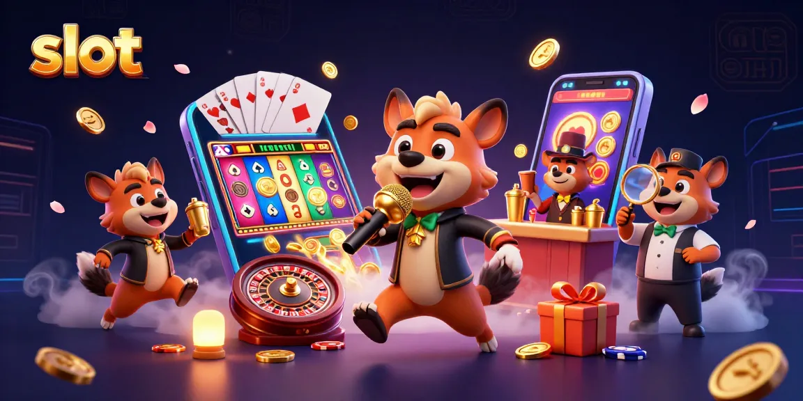 Spin vibrant slot reels with hyenas in a comic casino atmosphere, bustling with energy.