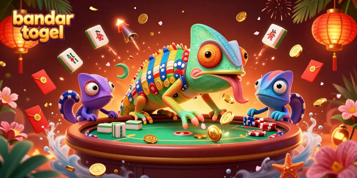 Menang di bandar togel dengan ilustrasi kasino berwarna-warni dan elemen permainan energik.