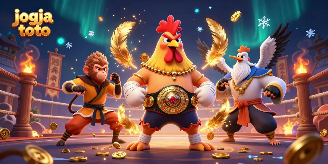 Experience thrilling gameplay with jogja toto showcased in a dynamic 3D illustration of unique martial arts characters.