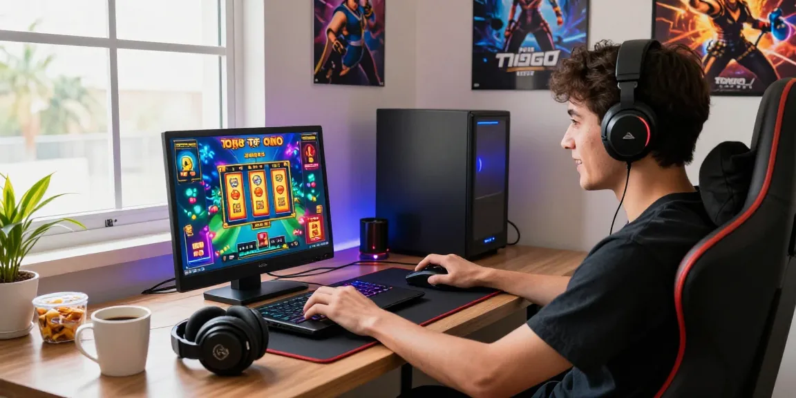 Dynamic tempototo login scene showing an enthusiastic gamer immersed in online Togel gaming.