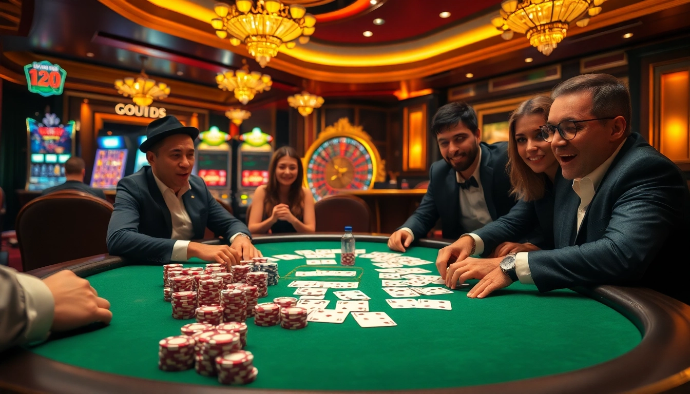 Exciting poker game with Dominoqiu elements, showcasing a lively casino atmosphere.