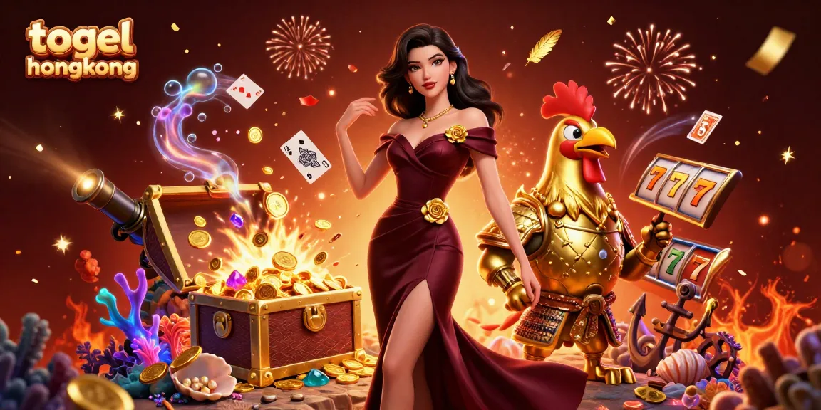 Experience the excitement of togel hongkong with a glamorous gaming illustration featuring vibrant characters and dynamic elements.
