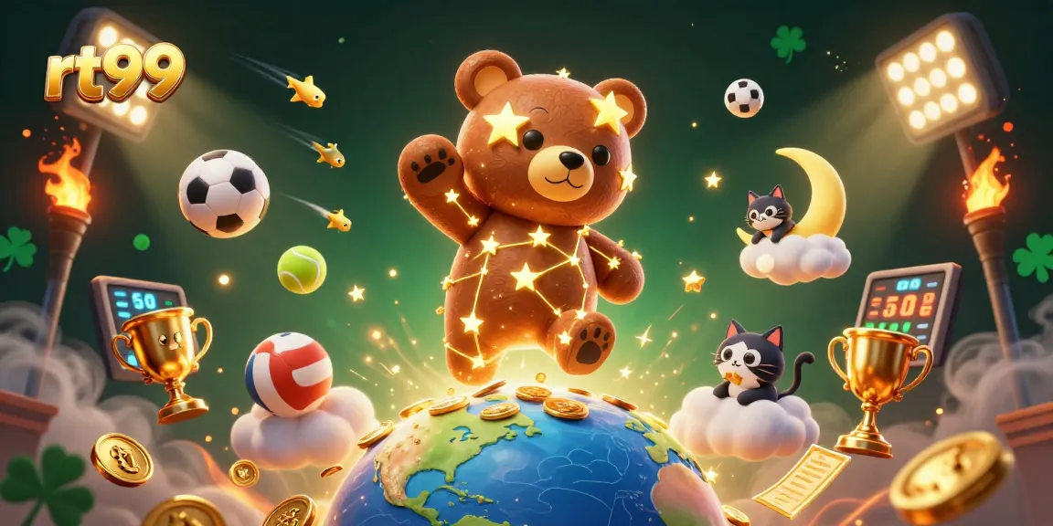 Experience the thrill of gaming on rt99 with cosmic characters and vibrant sports elements.