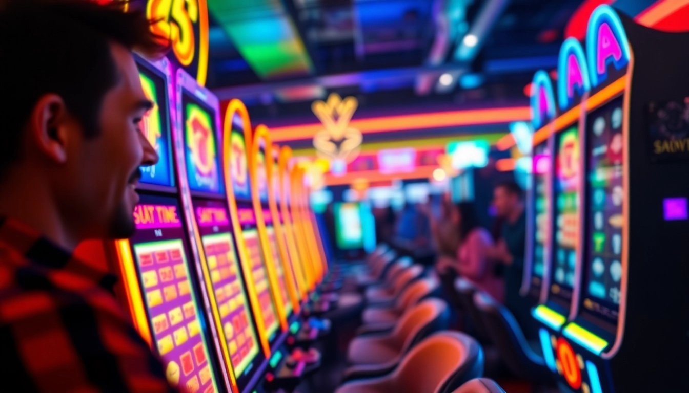 Menyaksikan permainan situs slot gacor dengan pemain bersemangat dan mesin yang berkilauan.