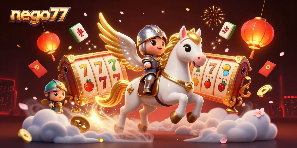 Experience thrilling gameplay with nego77's vibrant casino scene featuring captivating slot reels and adventure.