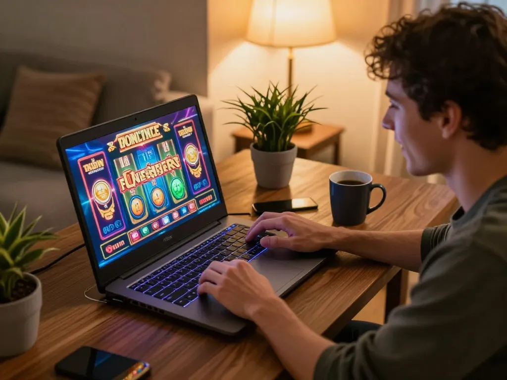 Skema permainan yang menarik dengan hwg500 situs slot resmi di laptop, menampilkan slot online yang berwarna-warni.