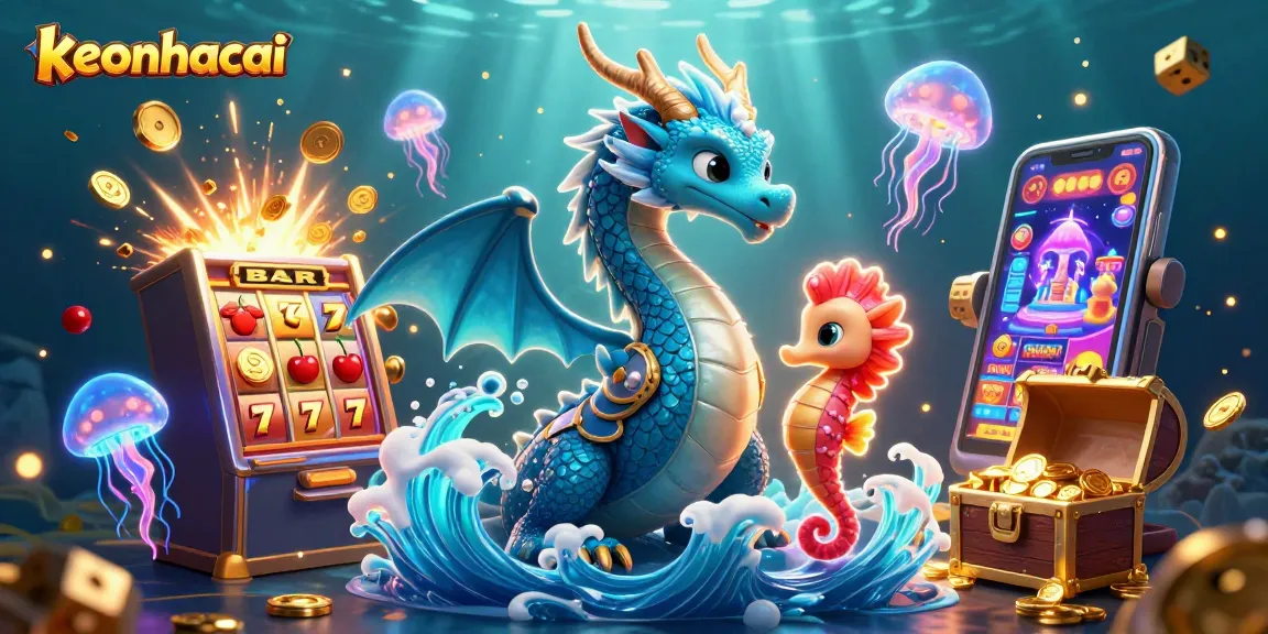 Experience the thrill of keonhacai with an exciting underwater casino illustration featuring vibrant characters and game elements.