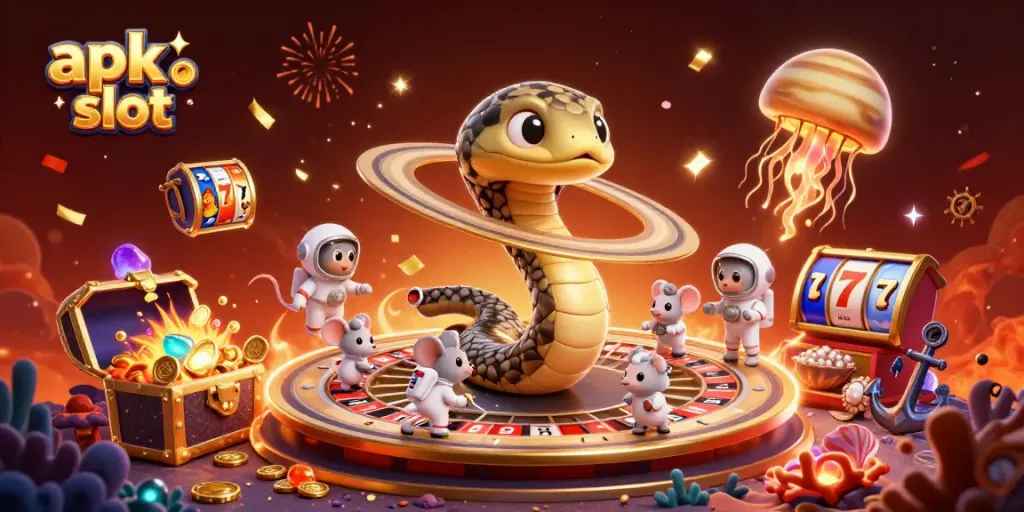 Permainan apk slot yang menarik dengan karakter 3D, uang koin, dan suasana kasino yang menakjubkan.