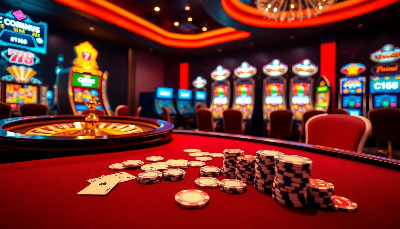 Experience high-stakes gaming at C168 with premium poker chips and a gleaming roulette wheel.