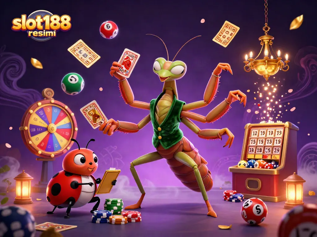 Permainan menarik di slot188 resmi dengan grafik slot yang memukau dan elemen bertema kasino.