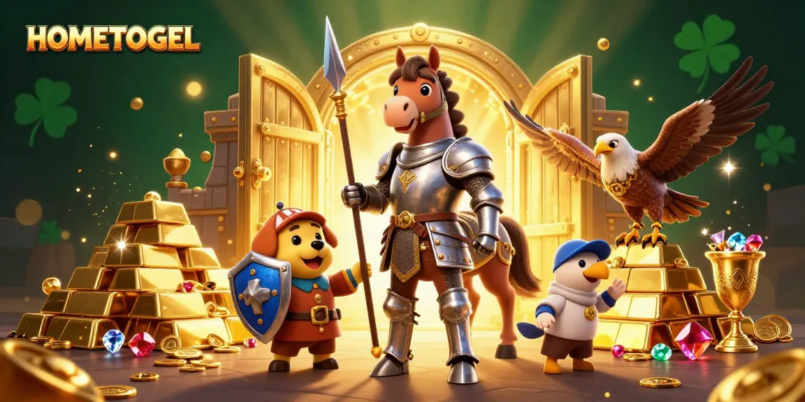 Engage in exciting gameplay at HOMETOGEL, featuring vibrant medieval 3D characters and treasures.