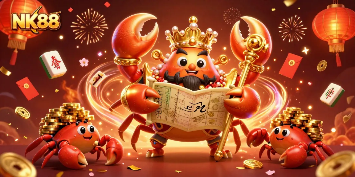 Engage with NK88's thrilling games in a vibrant 3D casino-themed scene.