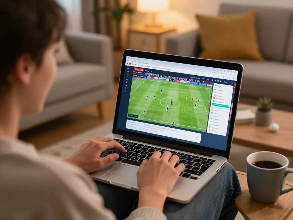 Socolive trực tiếp engaging online football match streaming in a cozy home setup