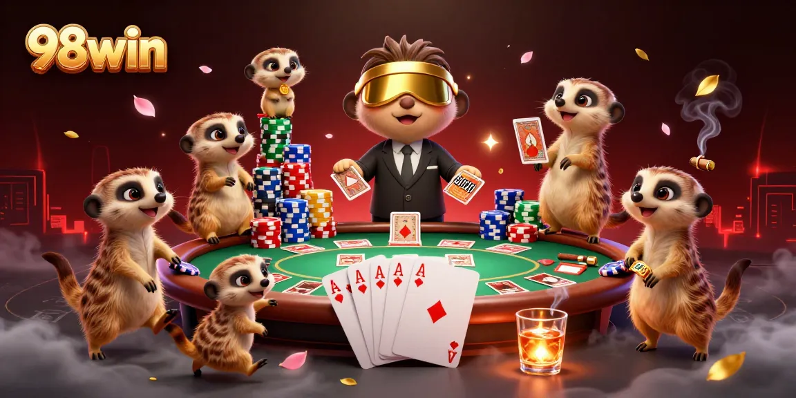 Engage in thrilling games at 98win as meerkats run an exciting casino operation.