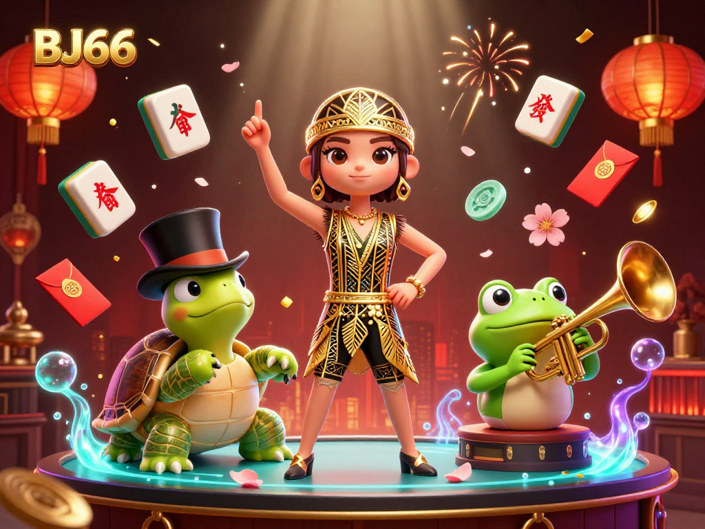 Experience thrilling betting at BJ66 with 3D characters and dynamic casino elements in a stunning scene.