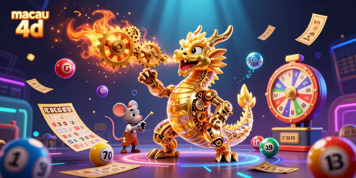 Engage with macau 4d in a vibrant casino scene featuring a golden dragon and lottery elements.