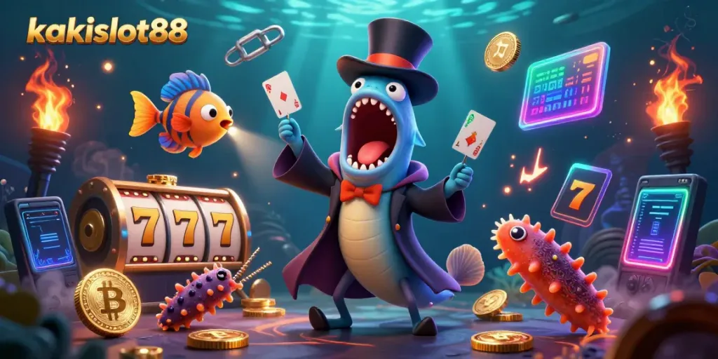 Mainkan slot terkeren bersama kakislot88, dengan gulper eel dan anglerfish menampilkan trik sulap di laut dalam.