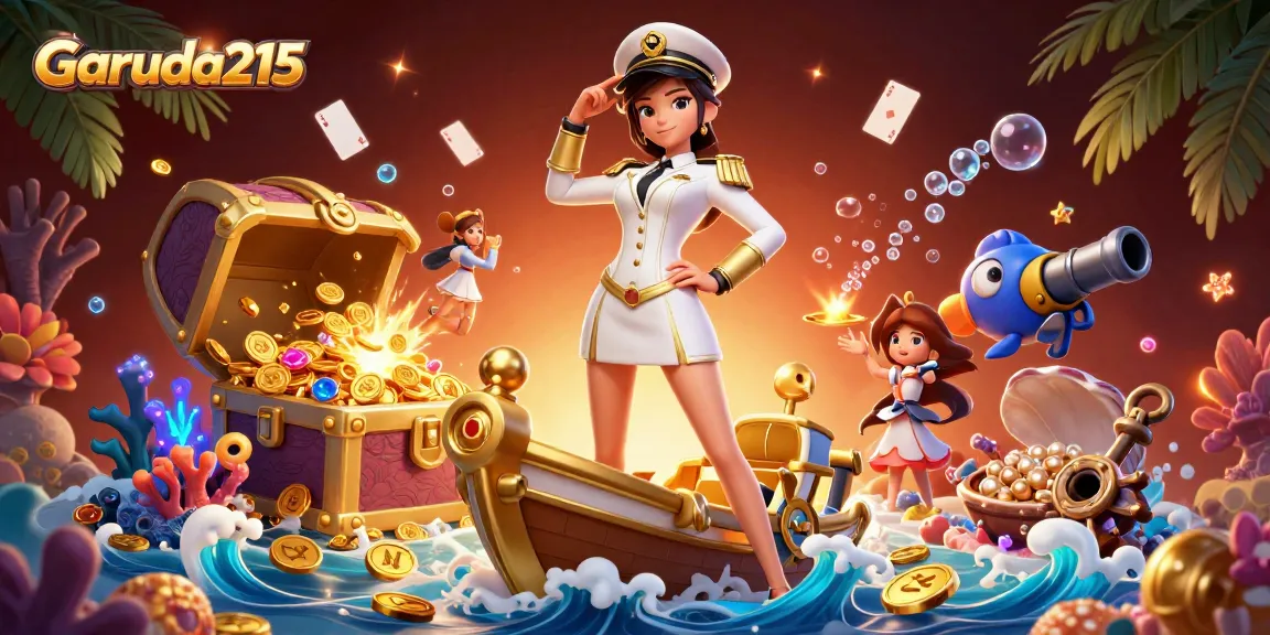 Join the excitement at Garuda215 with vibrant casino games and interactive elements in this stunning illustration.