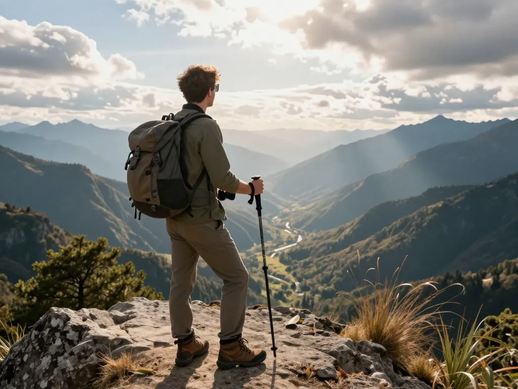 A traveler enjoying the breathtaking view at Fly88 mountain lookout, embodying the spirit of adventure.